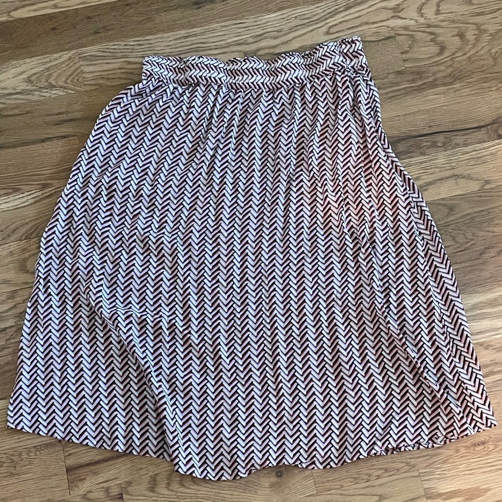 LOFT Petite Geometric Print Elastic Waist Midi Skirt Womens Size LP